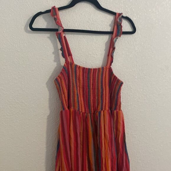 Torrid- Midi Pink multicolored Striped Sun Dress- Size M 8-10 - Picture 5 of 11